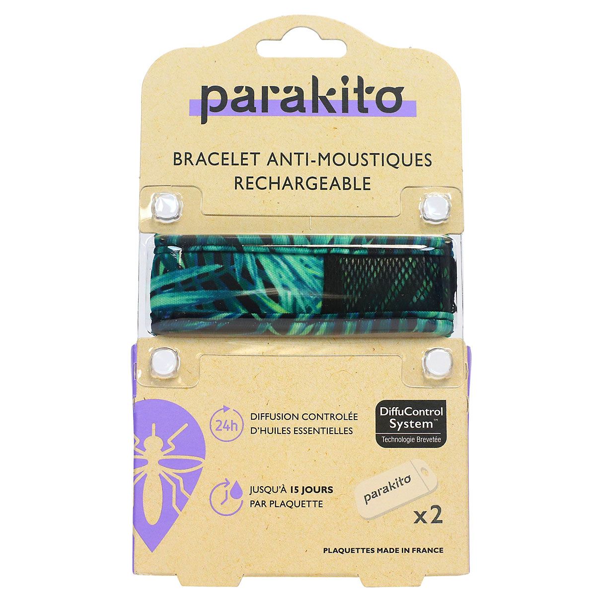 Bracelet anti-moustiques rechargeable tropical Bleu